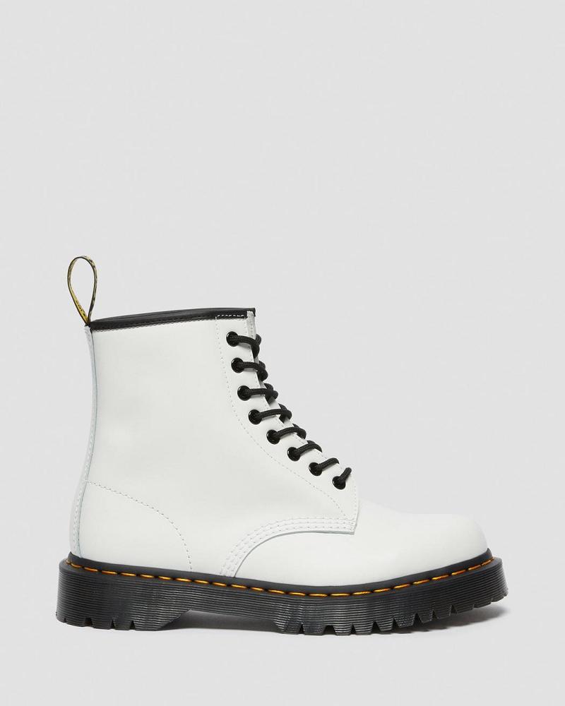 Dr Martens 1460 Bex Smooth Læder Platform Støvler Dame Hvide | DK 229KOR